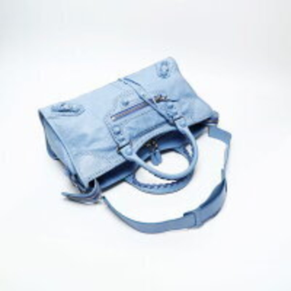 Balenciaga City Leather Handbag Blue - Picture 9 of 13
